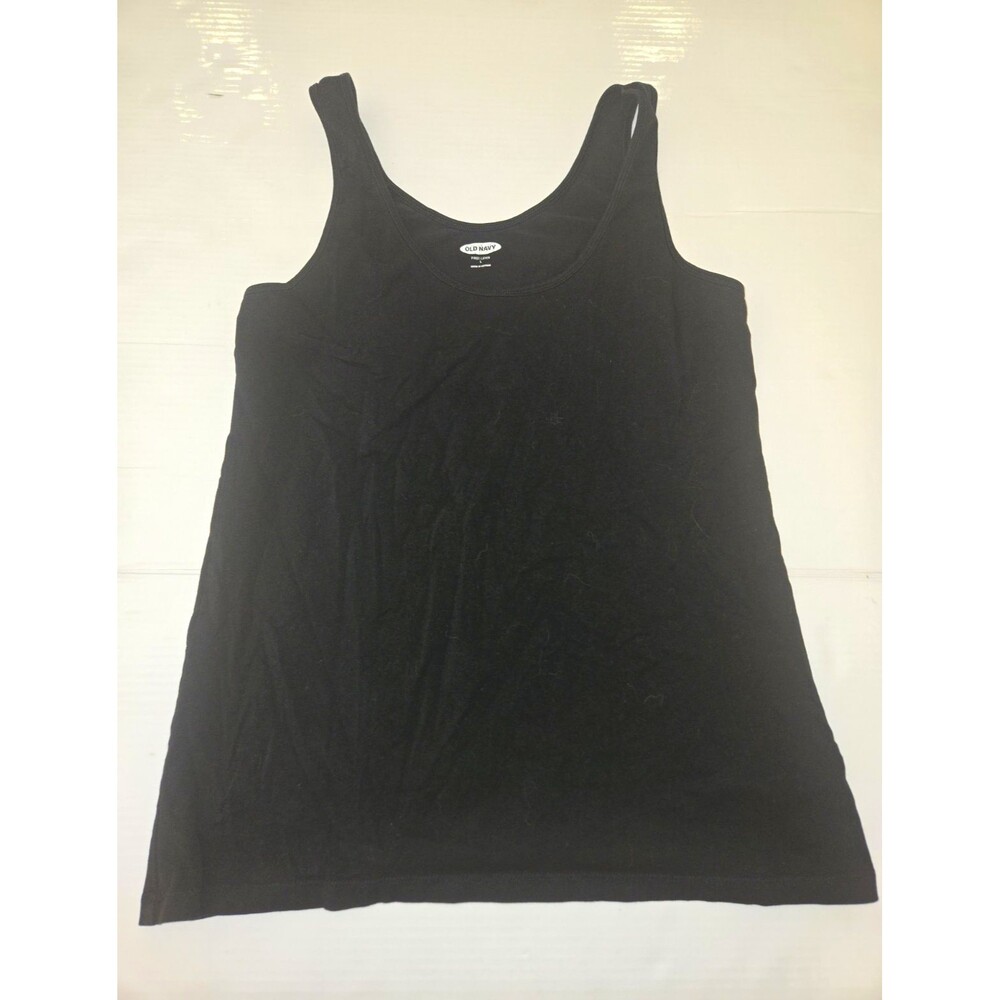 Old Navy Women's Black Solid Sleeveless Scoop Neck Knit Cotton Tank Top L